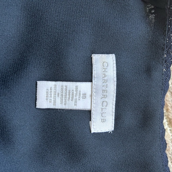 Charter Club Women's Tiered Silk Navy Blue Eyelet Skirt! - Picture 3 of 8